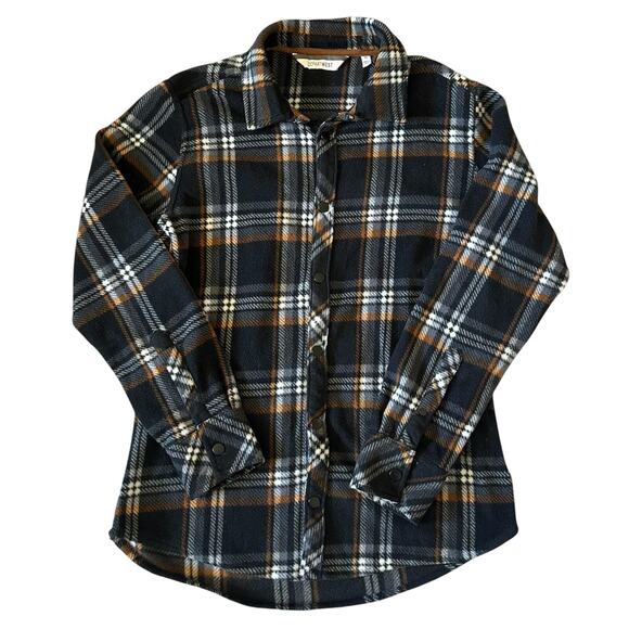 Departwest Fleece Flannel Plaid Button Front Shirt - Picture 1 of 6